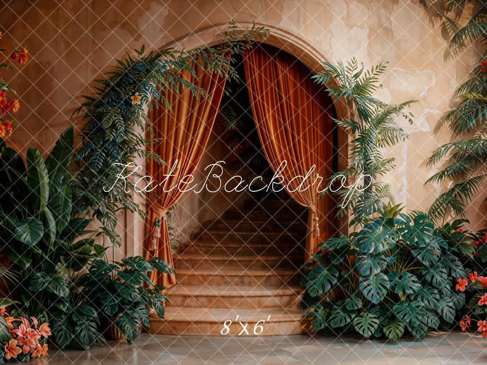 Kate Boho Arch Cascading Stairs Plants Backdrop Designed by Emetselch -UK