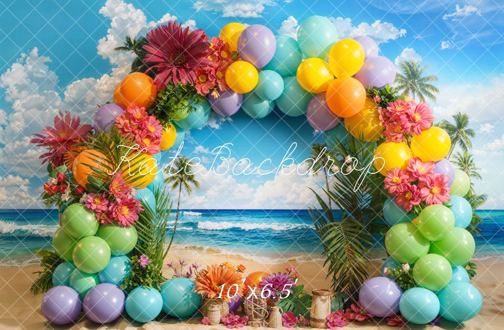 Kate Summer Tropical Beach Balloon Arch Backdrop Designed by Emetselch -UK