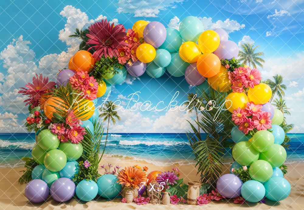 Kate Summer Tropical Beach Balloon Arch Backdrop Designed by Emetselch -UK