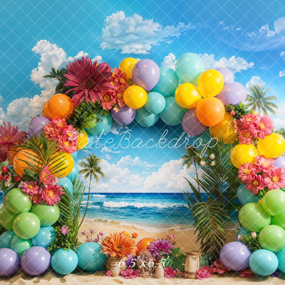 Kate Summer Tropical Beach Balloon Arch Backdrop Designed by Emetselch -UK