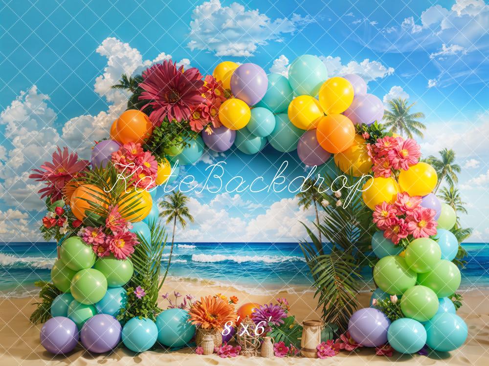 Kate Summer Tropical Beach Balloon Arch Backdrop Designed by Emetselch -UK