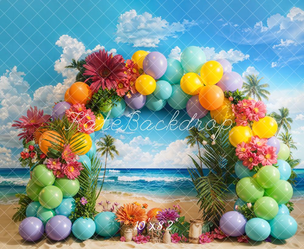 Kate Summer Tropical Beach Balloon Arch Backdrop Designed by Emetselch -UK