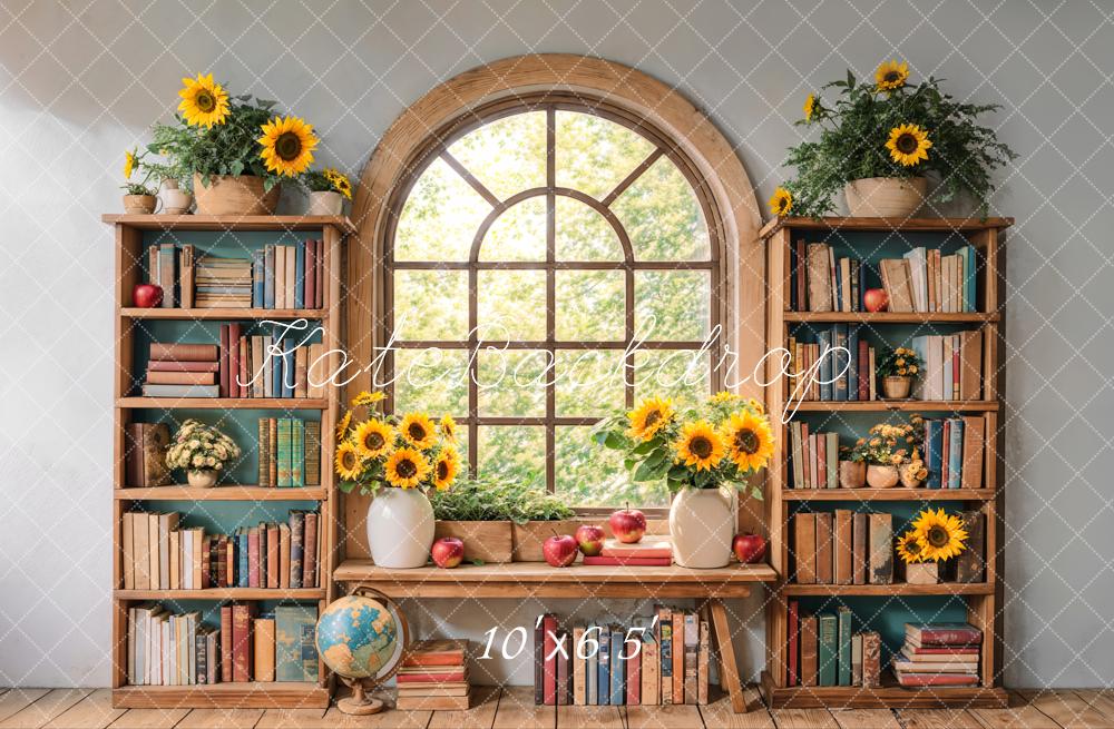 Kate Graduation Sunflower Bookshelf Window Backdrop Designed by Emetselch -UK
