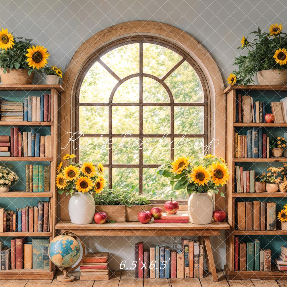 Kate Graduation Sunflower Bookshelf Window Backdrop Designed by Emetselch -UK