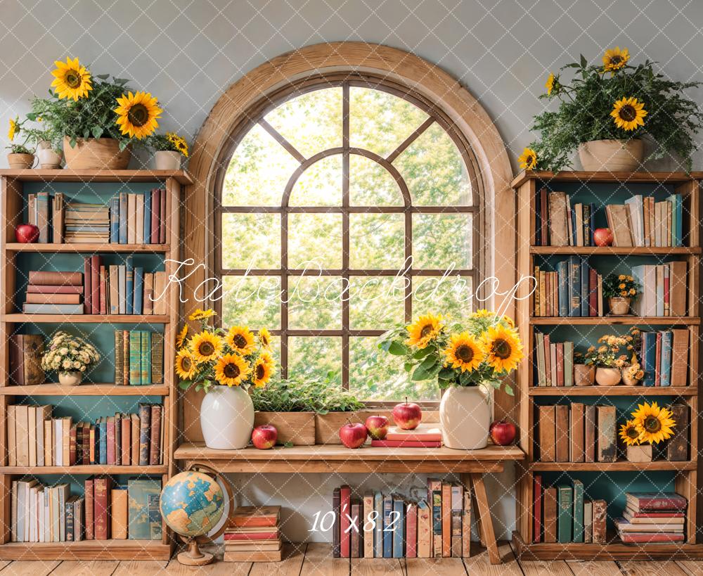 Kate Graduation Sunflower Bookshelf Window Backdrop Designed by Emetselch -UK