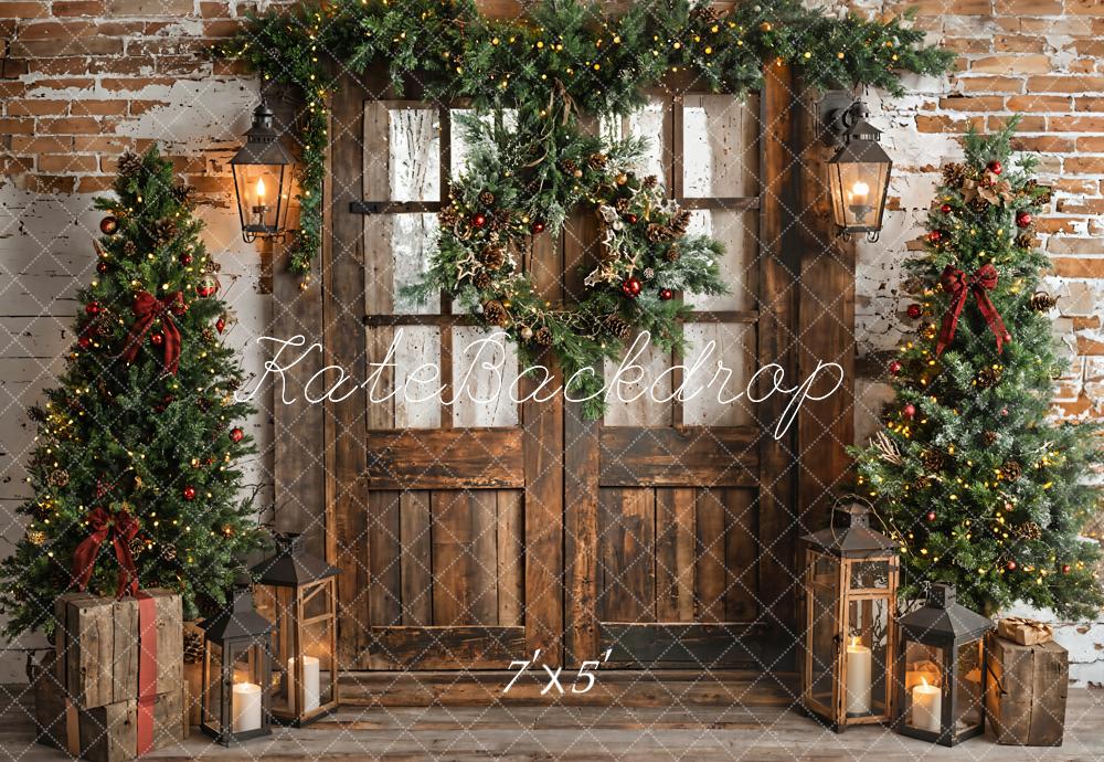 Kate Christmas Tree Rustic Wood Door Backdrop Designed by Emetselch -UK