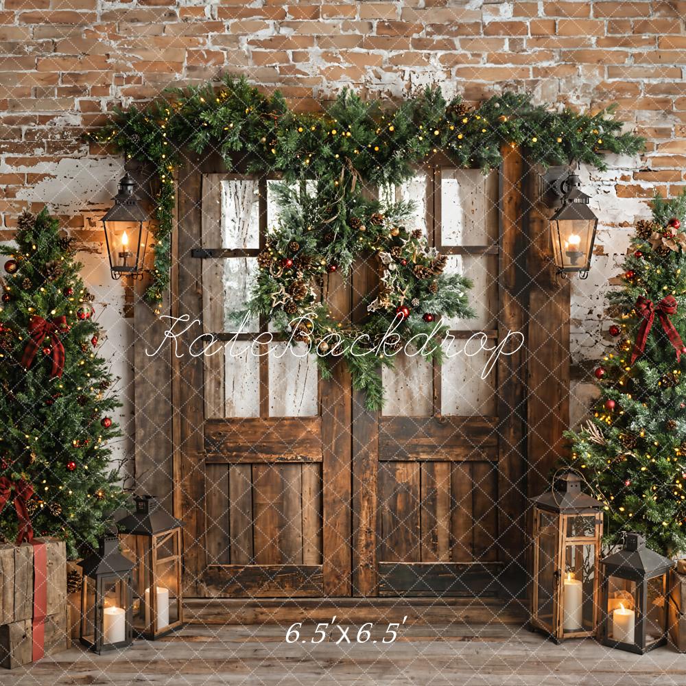 Kate Christmas Tree Rustic Wood Door Backdrop Designed by Emetselch -UK
