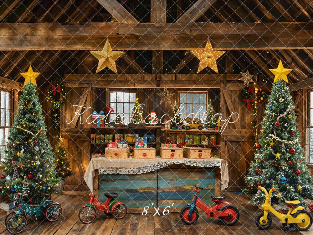 Kate Christmas Trees Rustic Gifts Bikes Backdrop Designed by Emetselch -UK