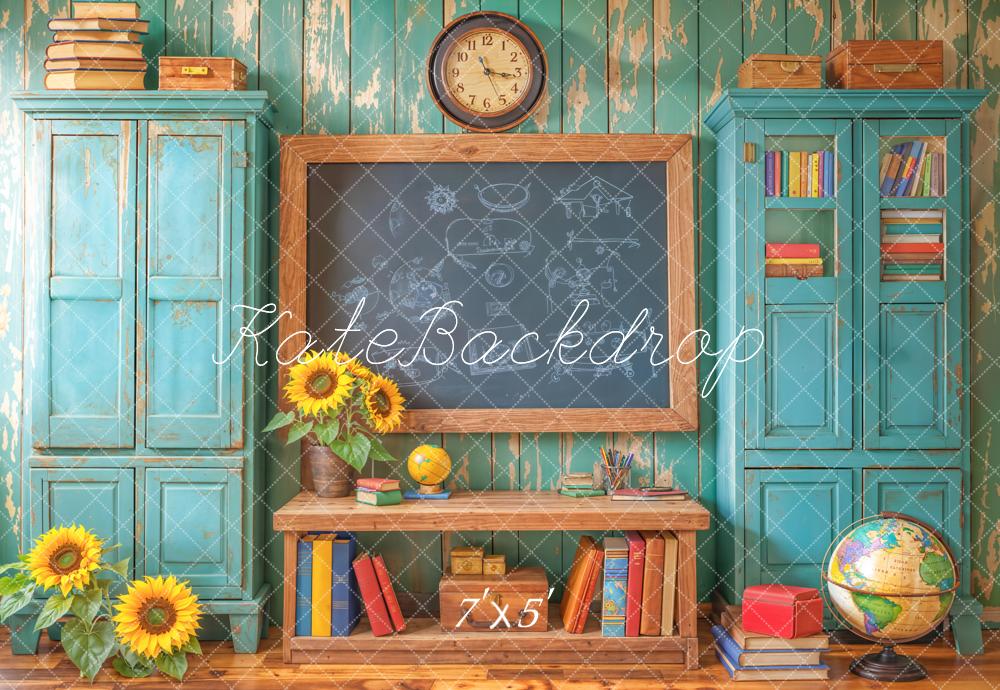 On Sale Kate Back to School Chalkboard Blue Cabinets Backdrop Designed by Emetselch -UK