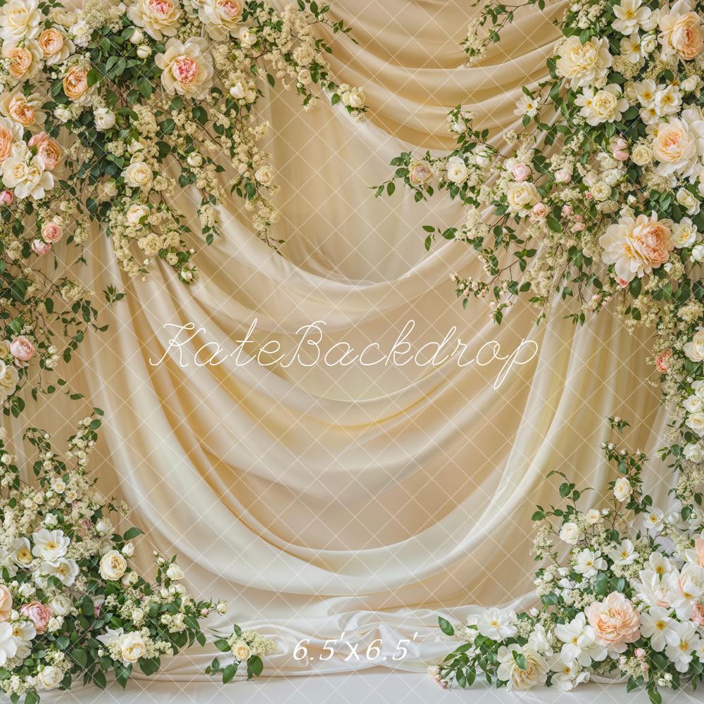 Kate Spring Floral White Curtain Backdrop Designed by Emetselch -UK