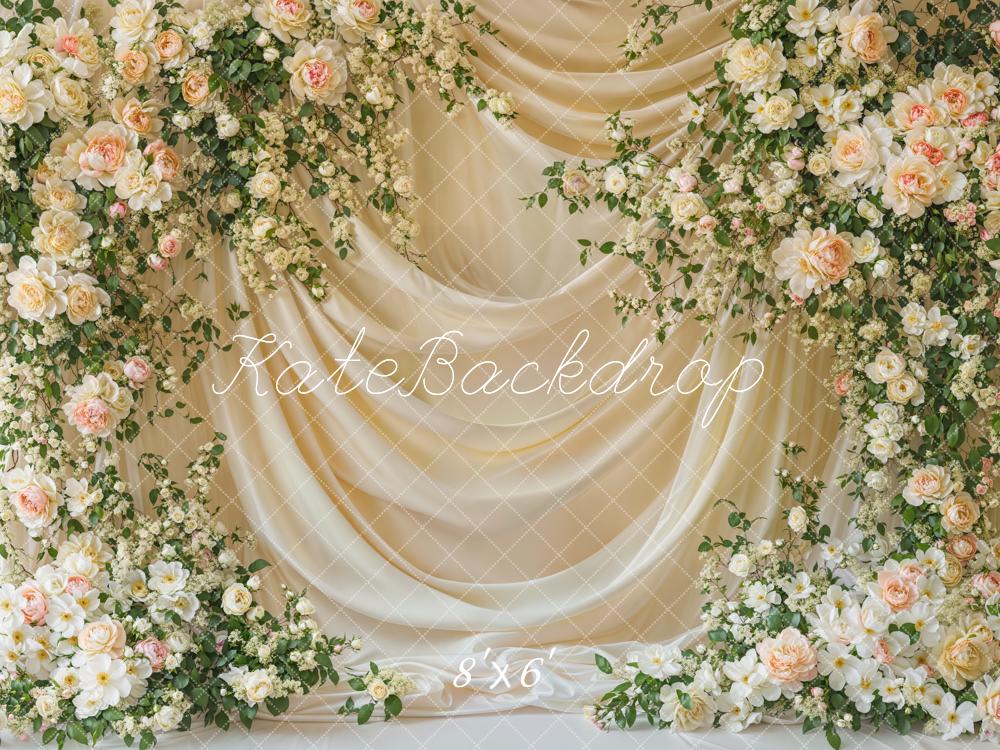 Kate Spring Floral White Curtain Backdrop Designed by Emetselch -UK