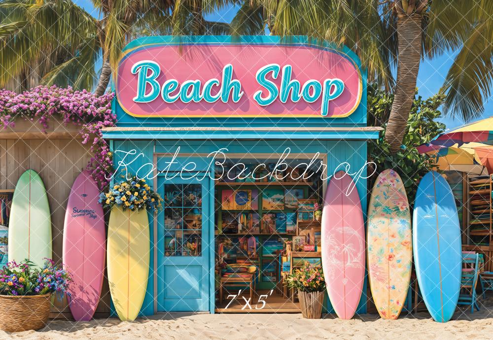 Kate Summer Beach Shop Surfboards Backdrop Designed by Emetselch -UK