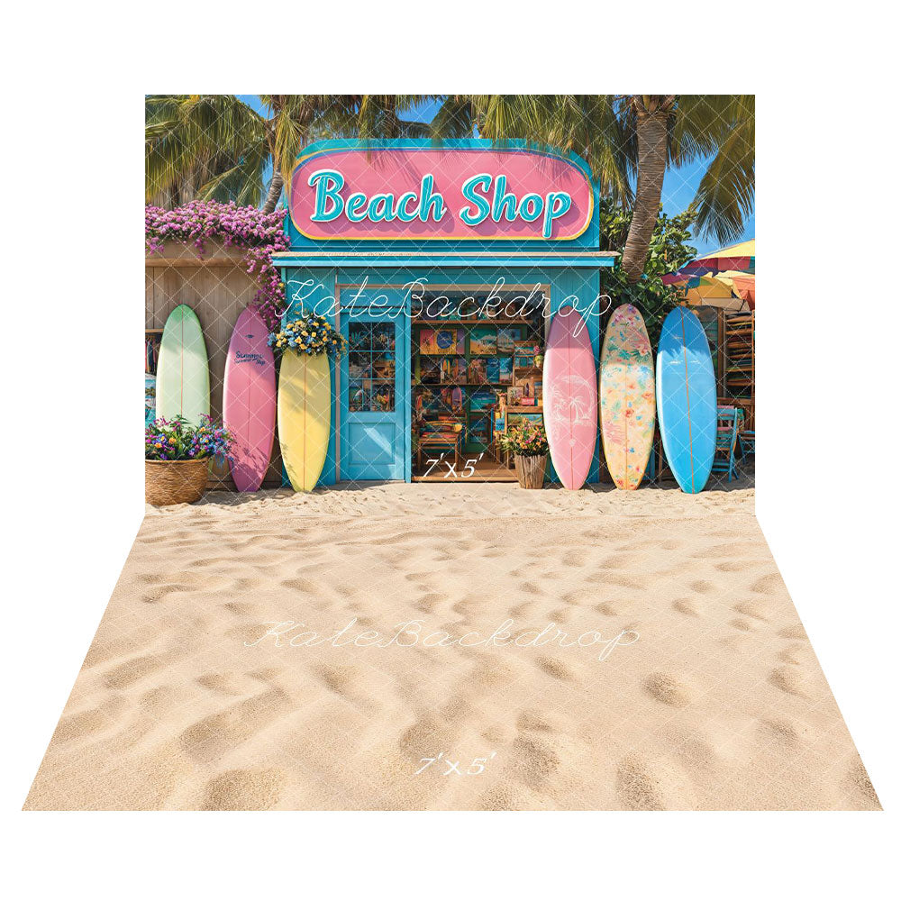 Kate Summer Beach Shop Surfboards Backdrop+Beach Sandy Floor Backdrop -UK