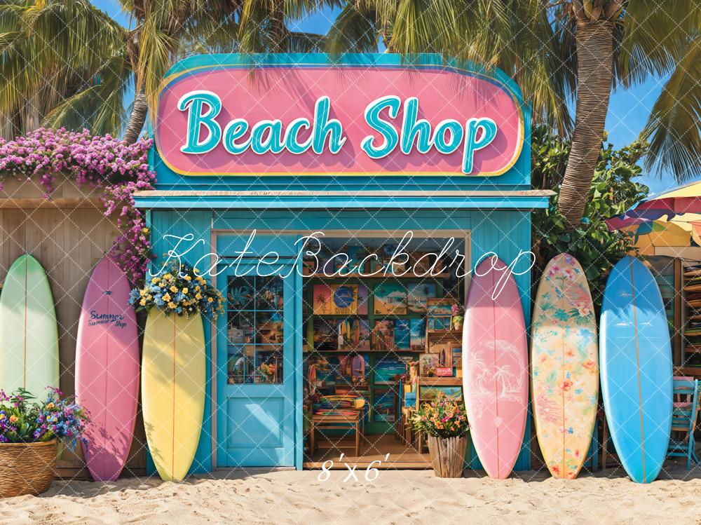 Kate Summer Beach Shop Surfboards Backdrop Designed by Emetselch -UK