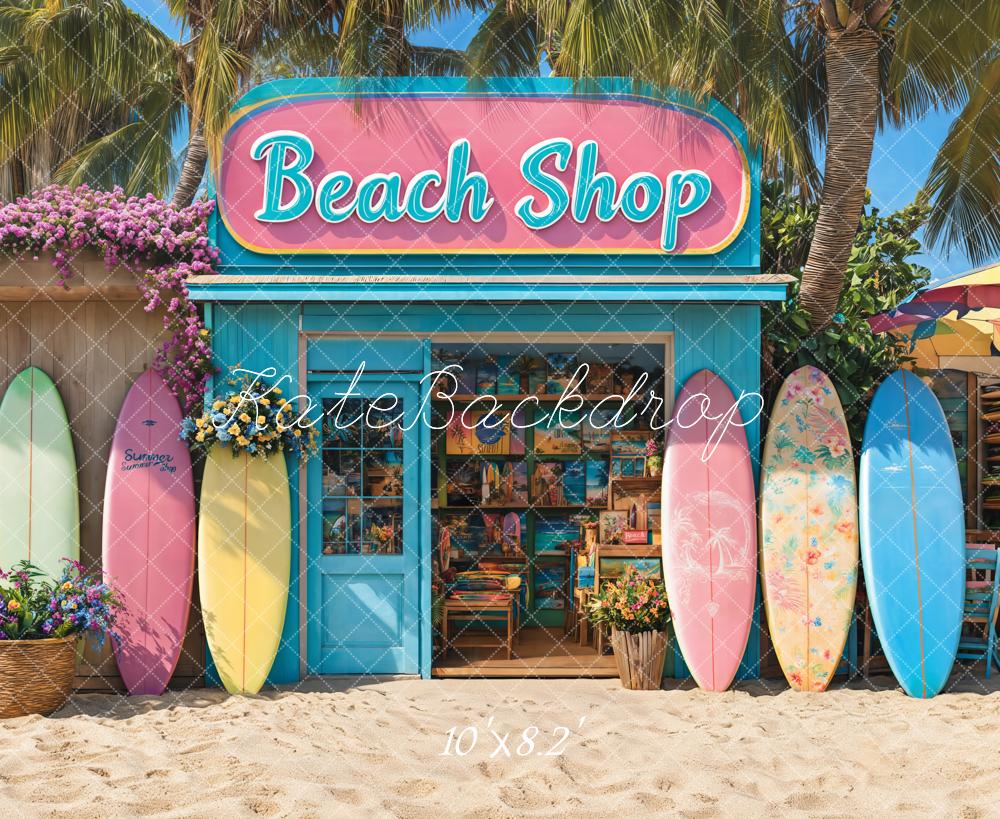 Kate Summer Beach Shop Surfboards Backdrop Designed by Emetselch -UK