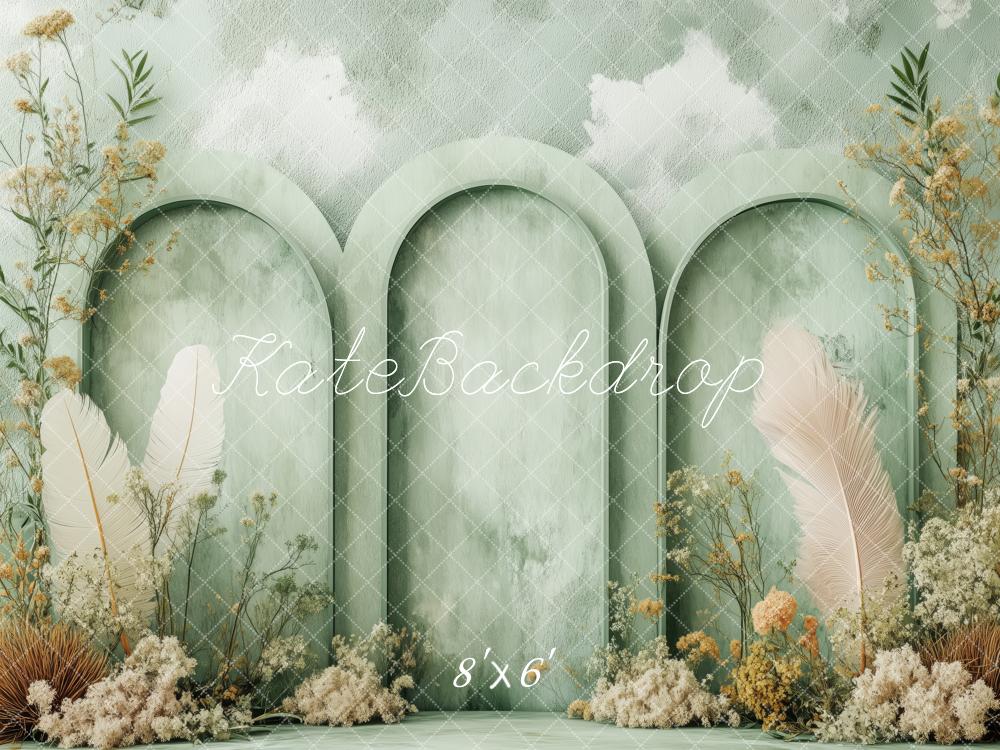 Kate Boho Floral Green Arched Panels Backdrop Designed by Patty Robert -UK