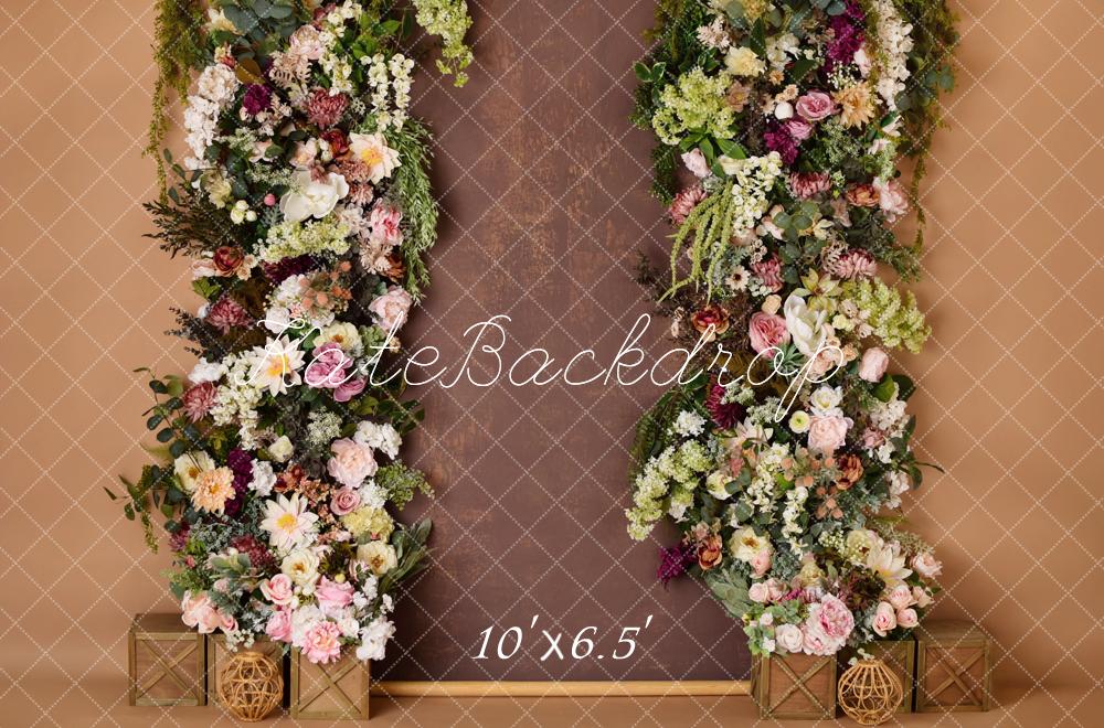 Kate Floral Rustic Brown Backdrop Designed by Mandy Ringe Photography -UK
