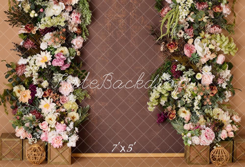 Kate Floral Rustic Brown Backdrop Designed by Mandy Ringe Photography -UK