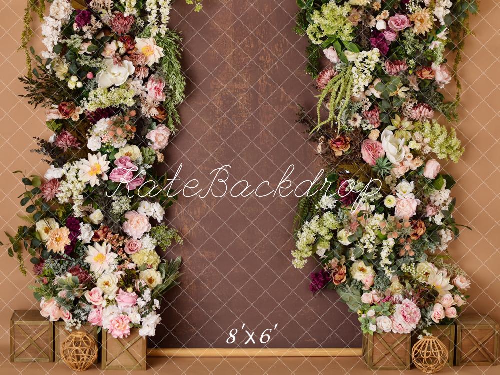 Kate Floral Rustic Brown Backdrop Designed by Mandy Ringe Photography -UK