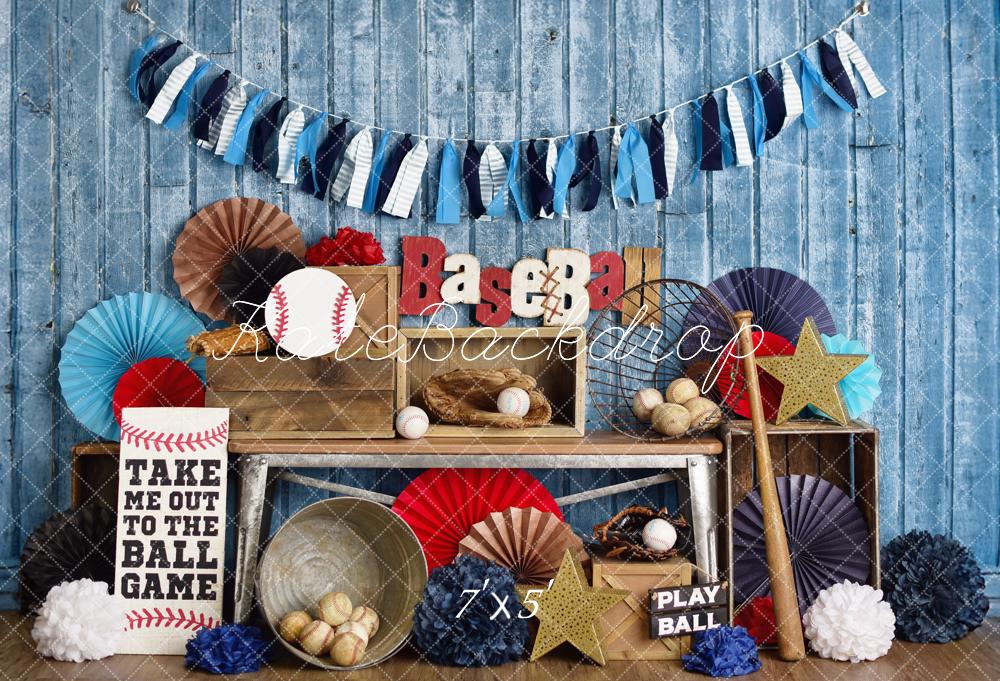 On Sale Kate Sports Baseball Rustic Blue Backdrop Designed by Mandy Ringe Photography -UK