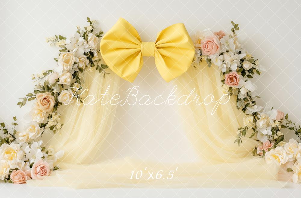 Kate Floral Arch Yellow Bow Backdrop Designed by Patty Robert -UK