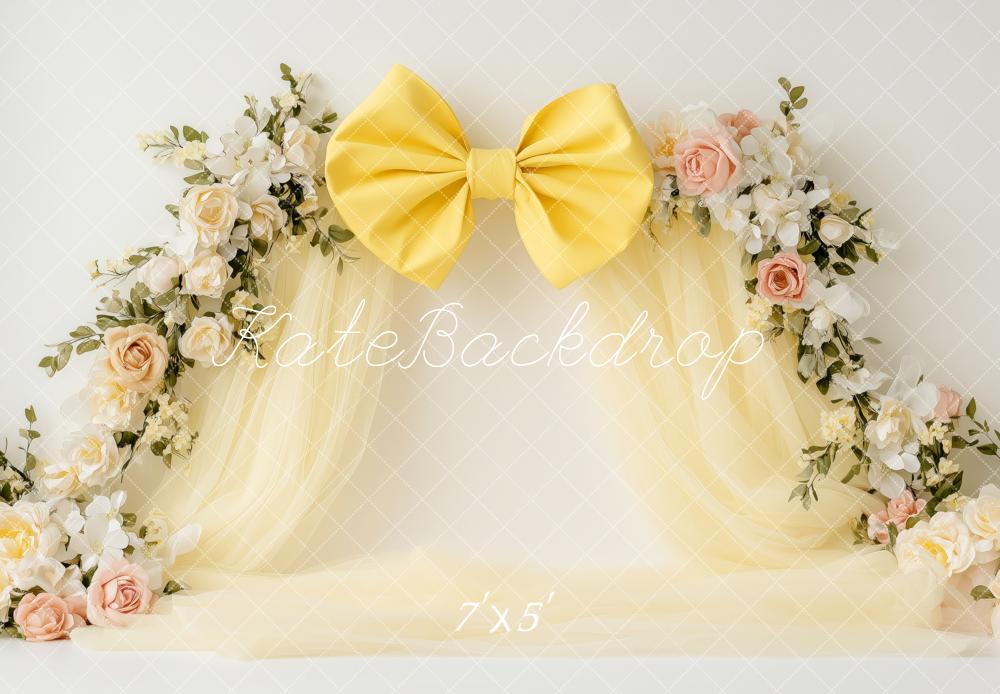 Kate Floral Arch Yellow Bow Backdrop Designed by Patty Robert -UK
