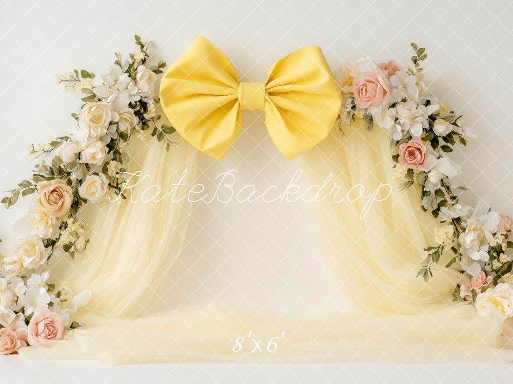 Kate Floral Arch Yellow Bow Backdrop Designed by Patty Robert -UK