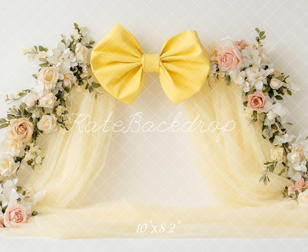 Kate Floral Arch Yellow Bow Backdrop Designed by Patty Robert -UK