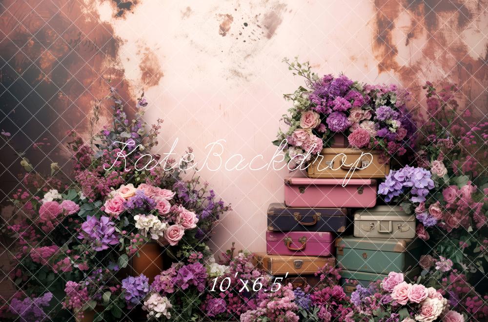 Kate Spring Floral Vintage Suitcases Backdrop Designed by Patty Robert -UK