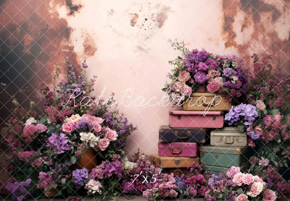 Kate Spring Floral Vintage Suitcases Backdrop Designed by Patty Robert -UK