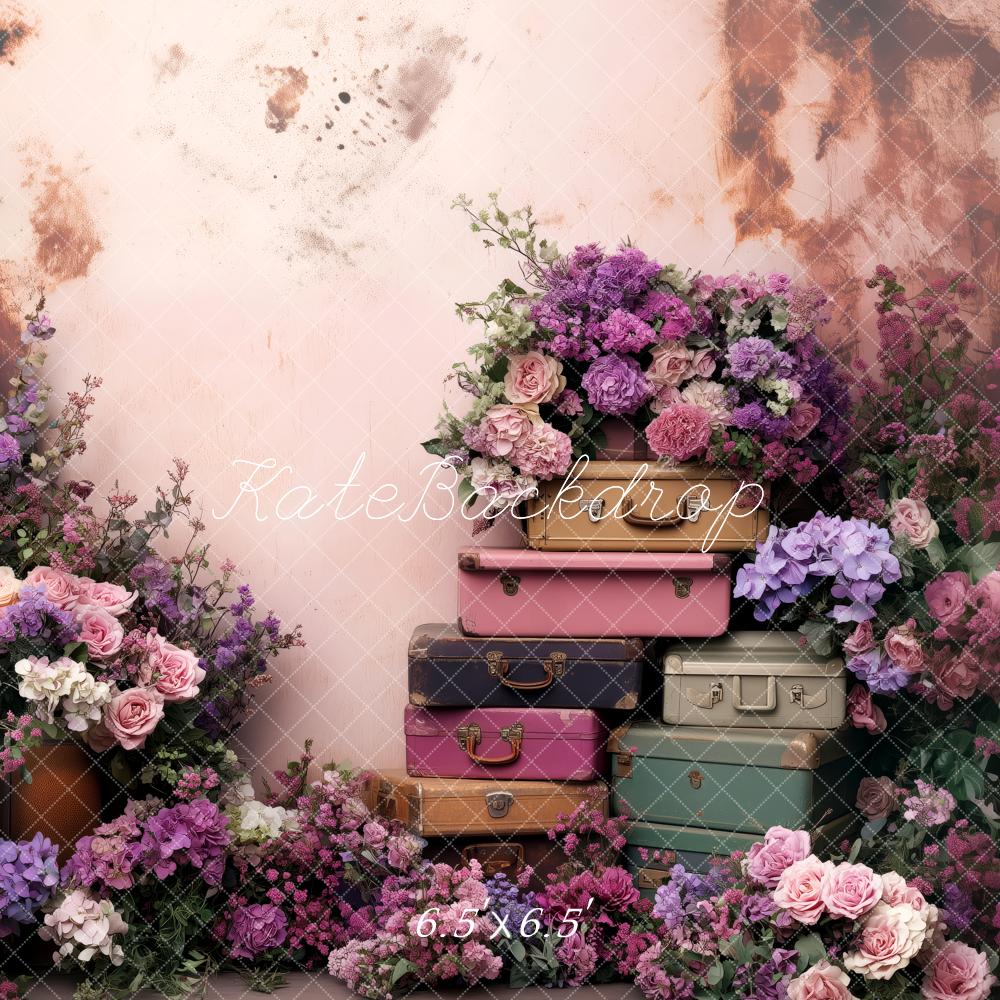 Kate Spring Floral Vintage Suitcases Backdrop Designed by Patty Robert -UK