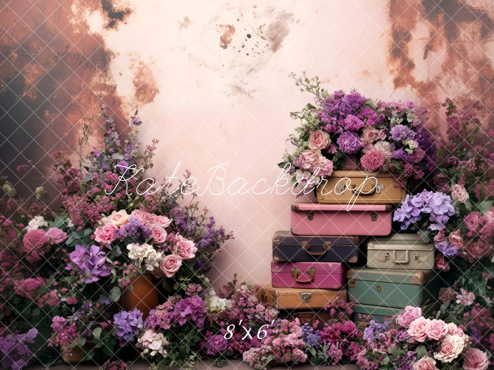 Kate Spring Floral Vintage Suitcases Backdrop Designed by Patty Robert -UK
