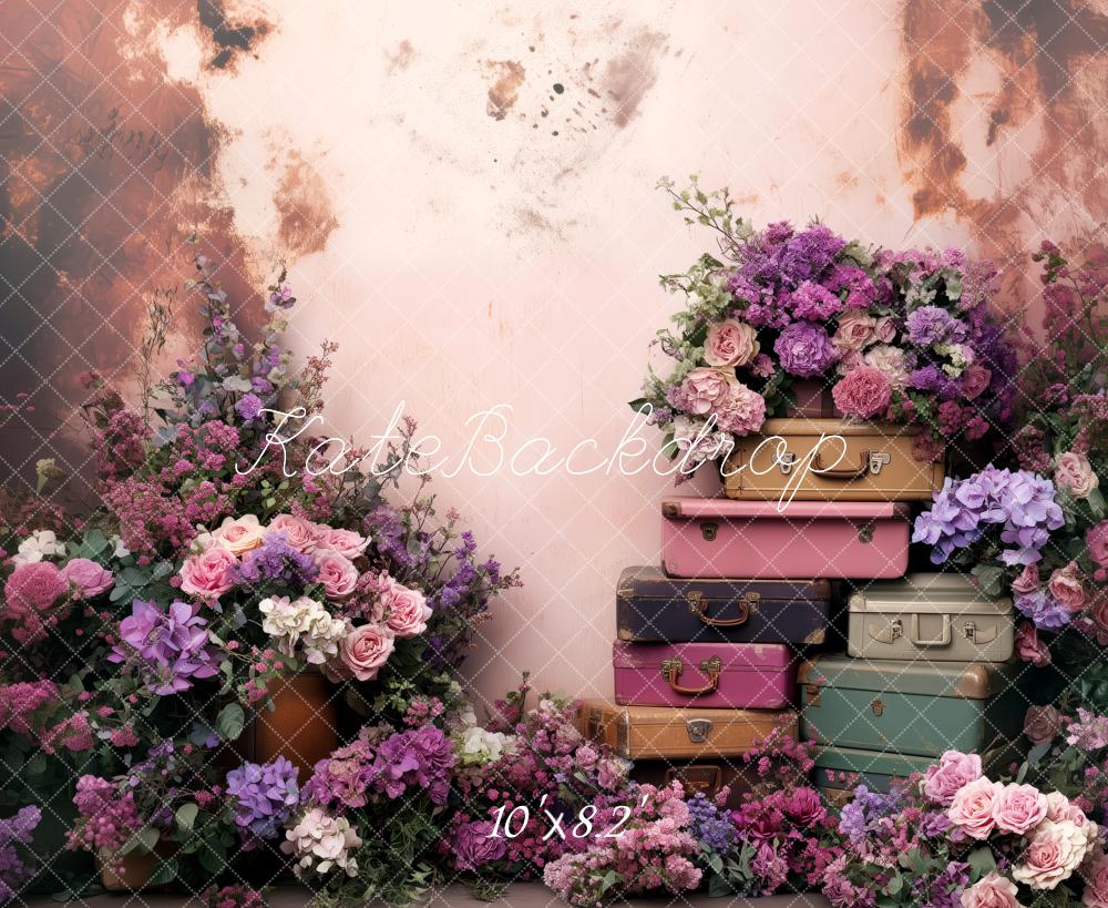 Kate Spring Floral Vintage Suitcases Backdrop Designed by Patty Robert -UK