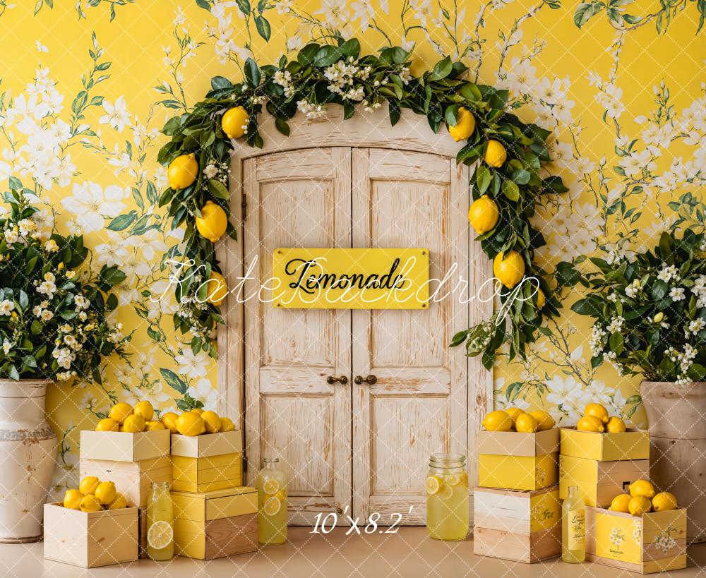 On Sale Kate Summer Lemon Floral Yellow Backdrop Designed by Emetselch -UK