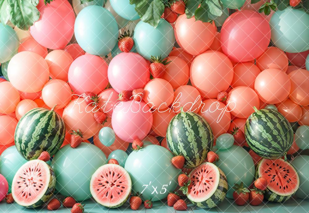 Kate Summer Watermelon Balloons Strawberries Backdrop Designed by Emetselch -UK