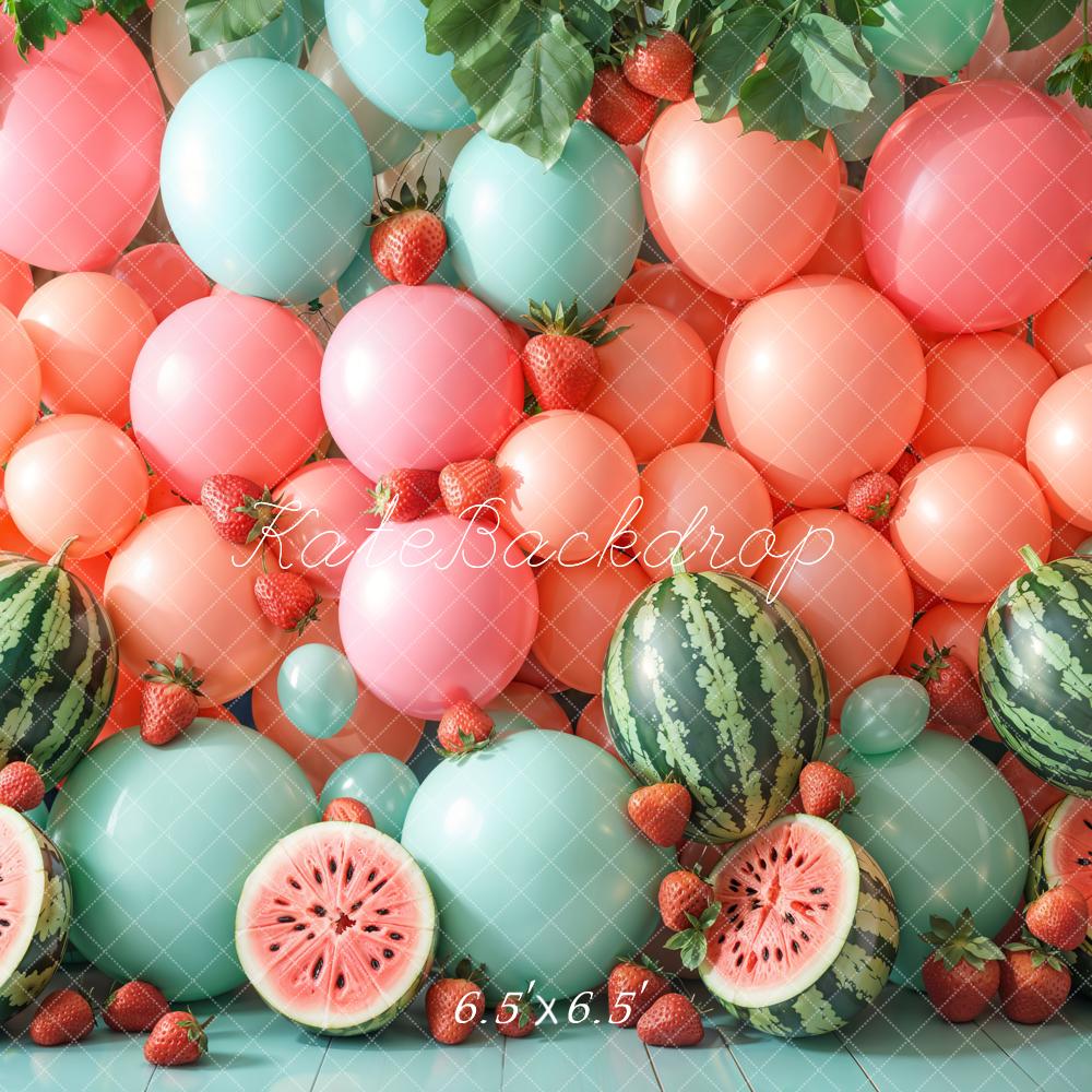 Kate Summer Watermelon Balloons Strawberries Backdrop Designed by Emetselch -UK