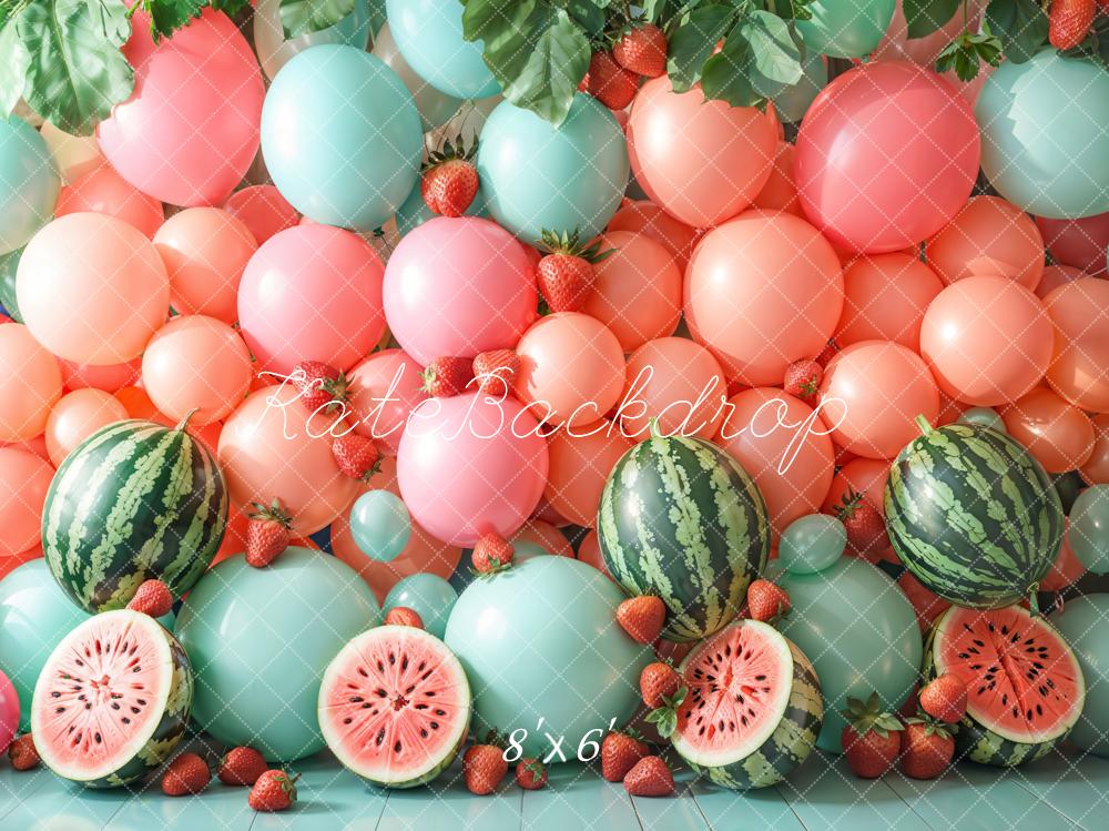 Kate Summer Watermelon Balloons Strawberries Backdrop Designed by Emetselch -UK