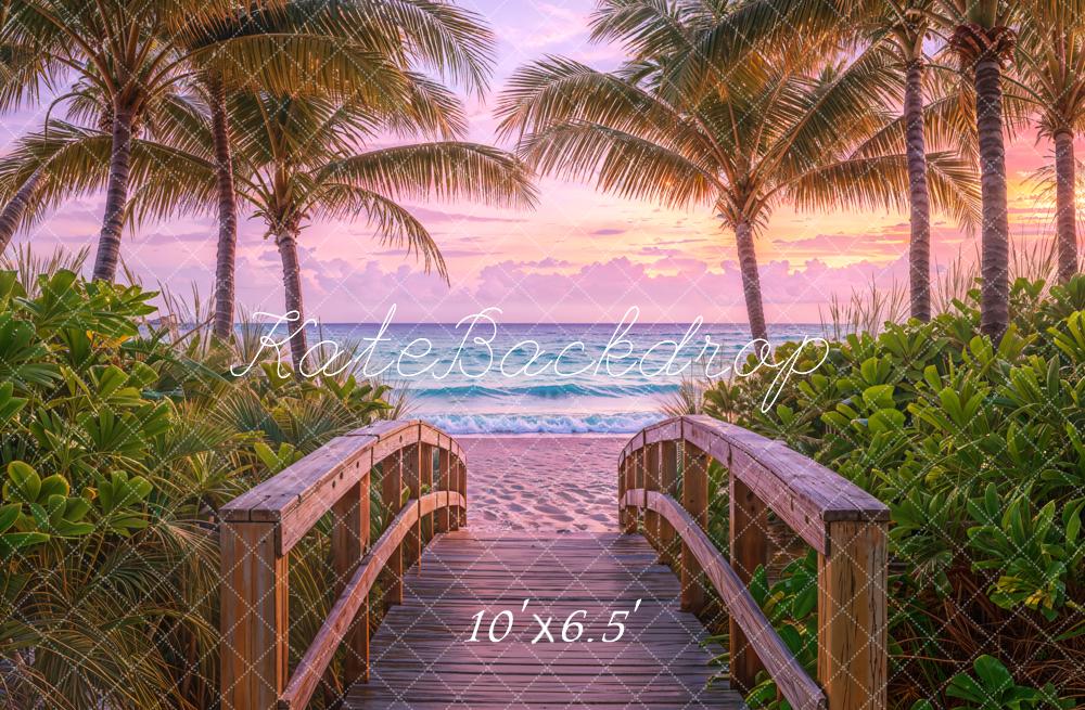 Kate Summer Beach Sunset Palm Trees Backdrop Designed by Emetselch -UK