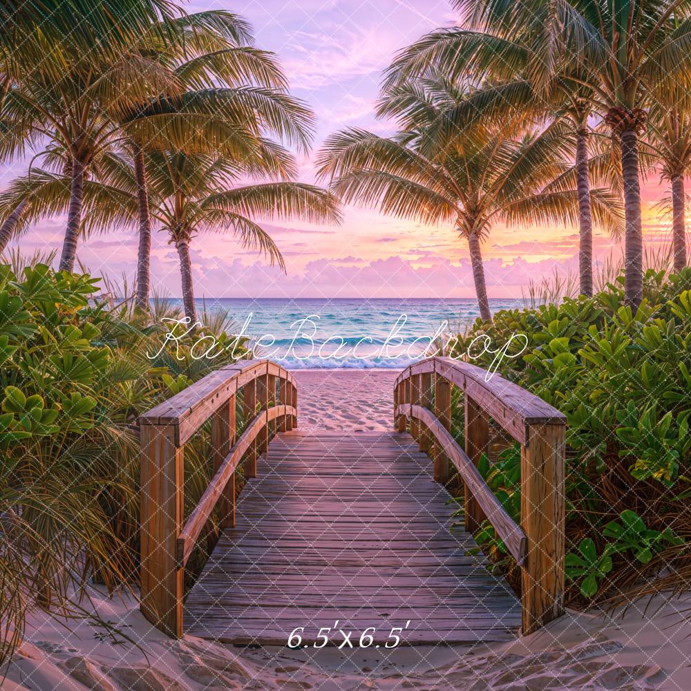 Kate Summer Beach Sunset Palm Trees Backdrop Designed by Emetselch -UK
