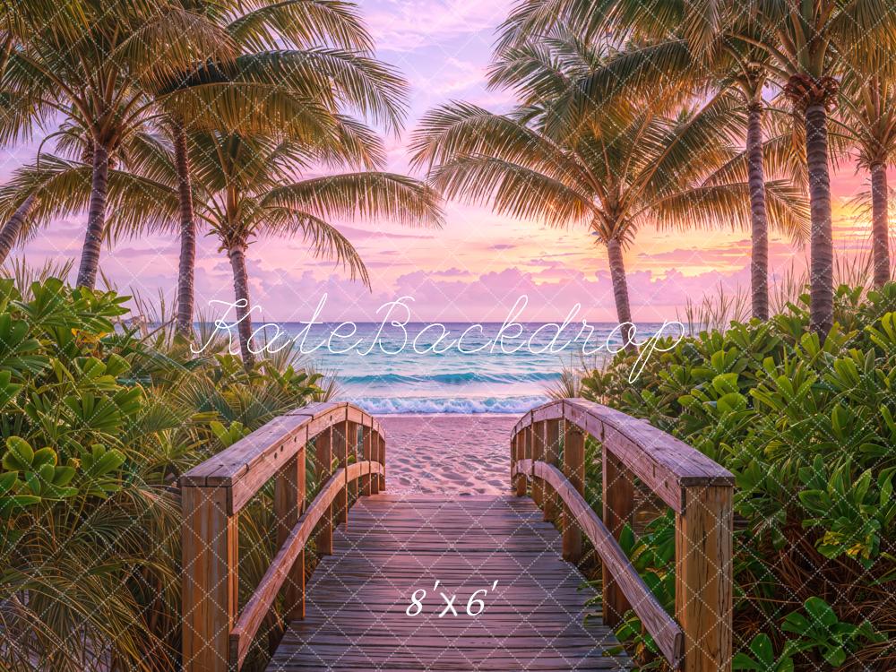 Kate Summer Beach Sunset Palm Trees Backdrop Designed by Emetselch -UK