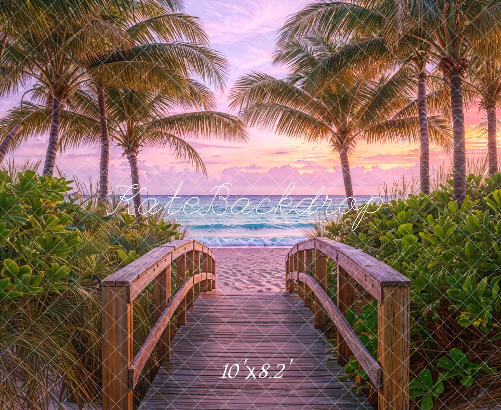 Kate Summer Beach Sunset Palm Trees Backdrop Designed by Emetselch -UK
