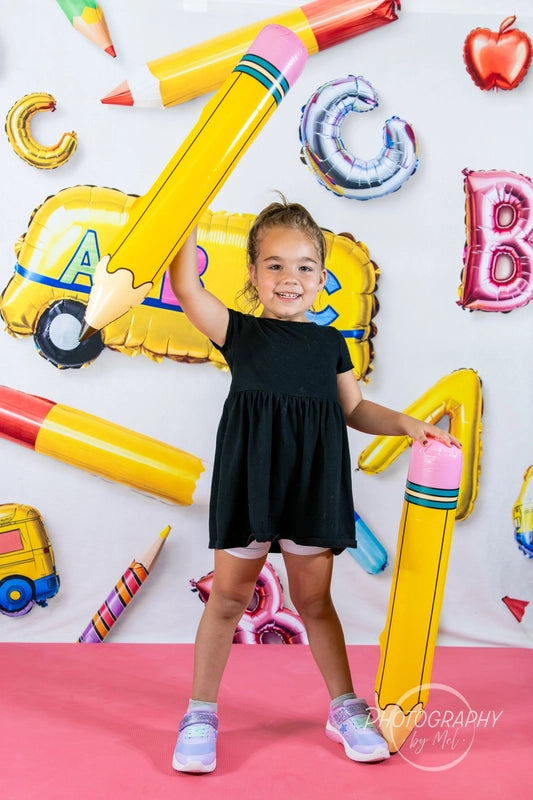 Kate Back to School Balloons Alphabet Bus Backdrop Designed by Emetselch -UK