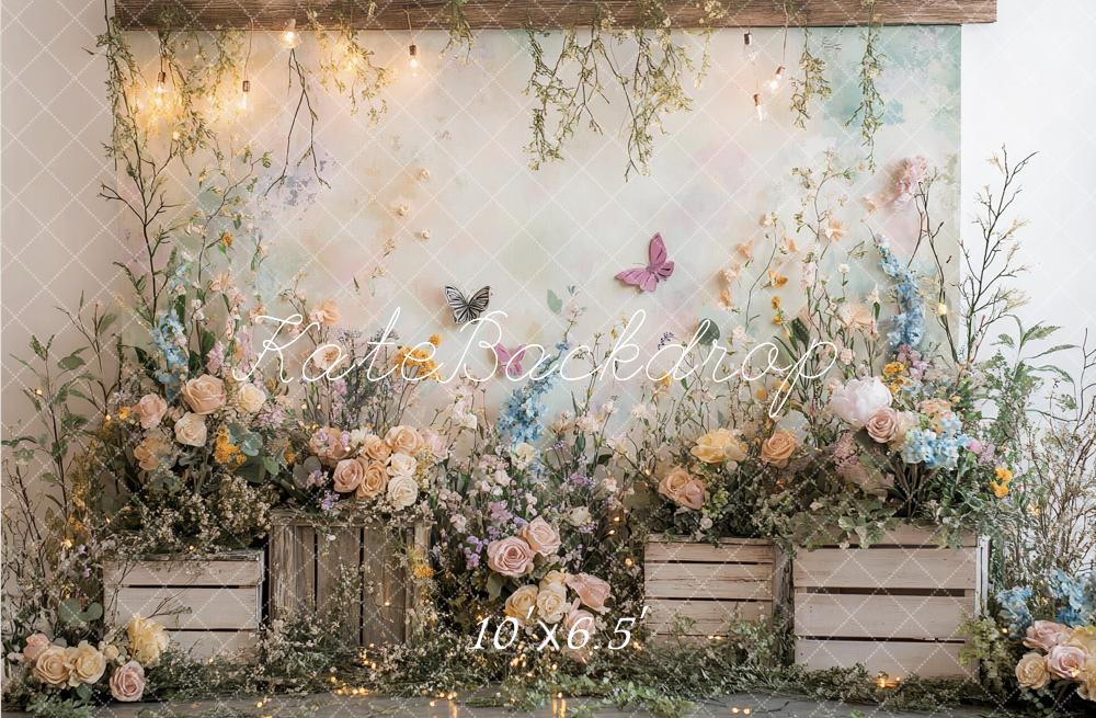 Kate Spring Wildflowers Floral Garden Butterfly Backdrop Designed by Ashley Paul -UK
