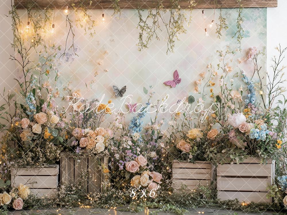 Kate Spring Wildflowers Floral Garden Butterfly Backdrop Designed by Ashley Paul -UK