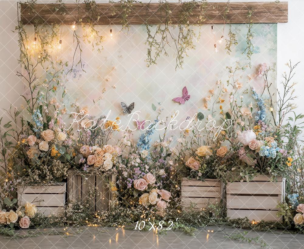 Kate Spring Wildflowers Floral Garden Butterfly Backdrop Designed by Ashley Paul -UK