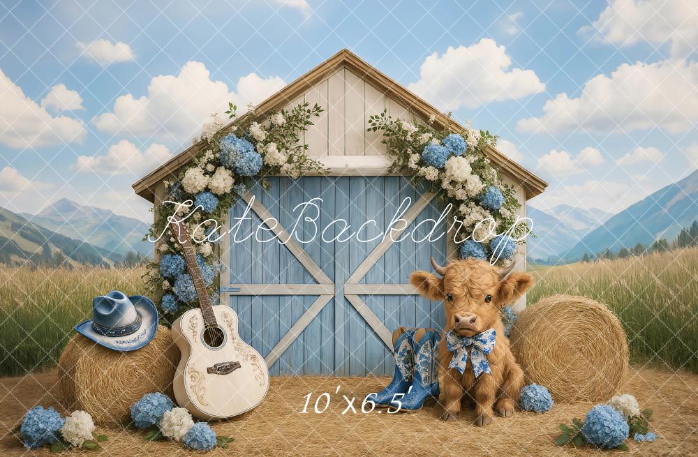 Lightning Deals Kate Country Barn Floral Cow Backdrop Designed by Ashley Paul -UK