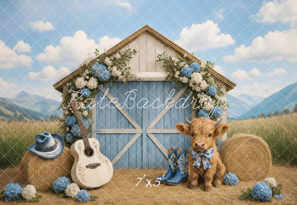 Lightning Deals Kate Country Barn Floral Cow Backdrop Designed by Ashley Paul -UK