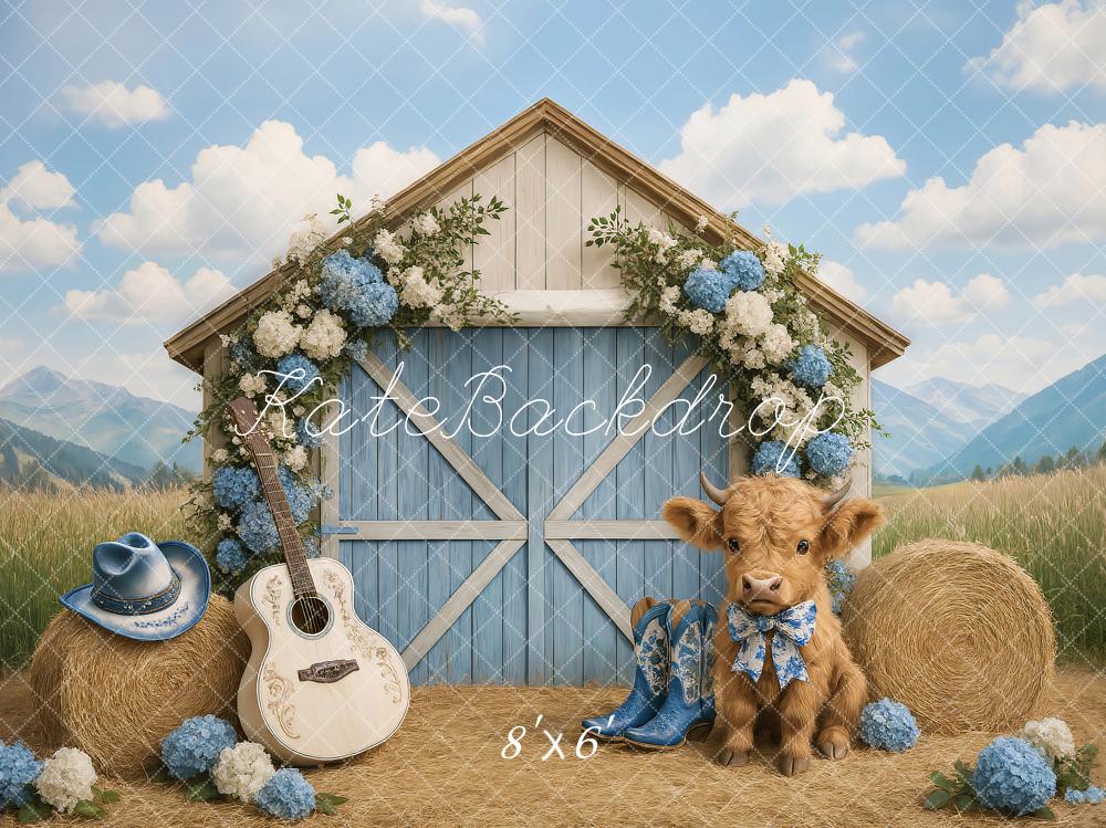 Lightning Deals Kate Country Barn Floral Cow Backdrop Designed by Ashley Paul -UK
