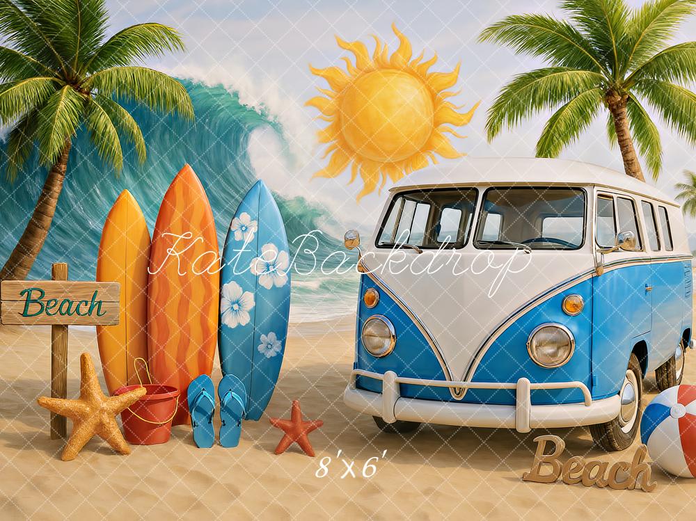 On Sale Kate Summer Beach Van Surfboards Sun Backdrop Designed by Ashley Paul -UK