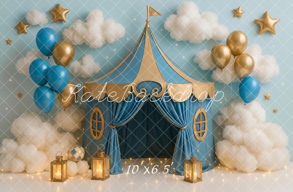 On Sale Kate Cake Smash Blue Circus Tent Balloon Backdrop Designed by Ashley Paul -UK